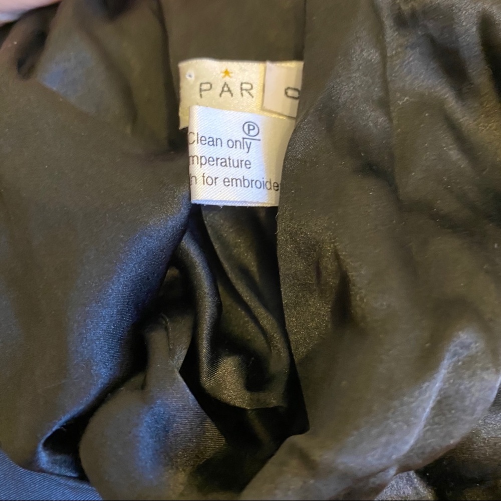 MEGAN PARK SKIRT PENCIL BLACK SILK BEADS WRAP LOOK SIZE 0 - Picture 10 of 10